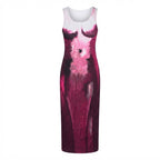 SHEIN SXY Plum Abstract Painterly Print Sleeveless Midi Colu