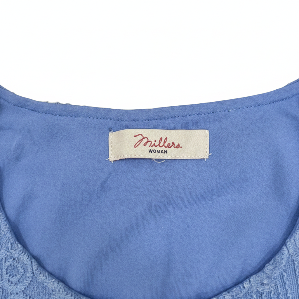 Blue Floral Lace Trim Camisole Top