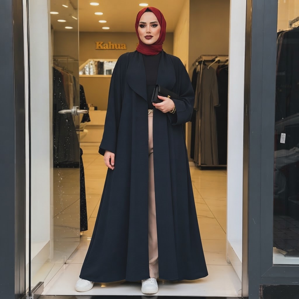 warehouse Deep Navy Blue Crinkle Crepe Open-Front Floor-Leng