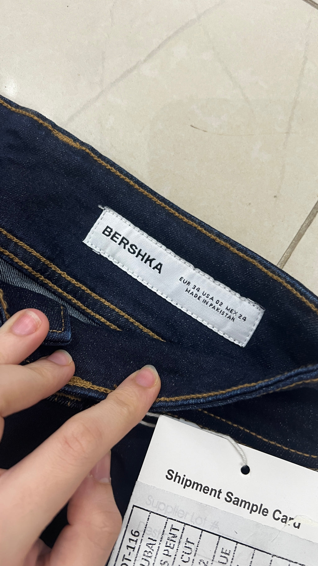 Bershka Dark Indigo Flared Jeans with Amber Contrast Stitchi