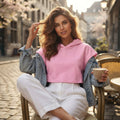 SHEIN SHEIN Bubblegum Pink Cropped Hooded Top with Kangaroo