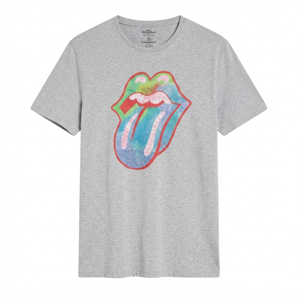 Springfield Heather Grey Rolling Stones Tie-Dye Graphic T-Sh