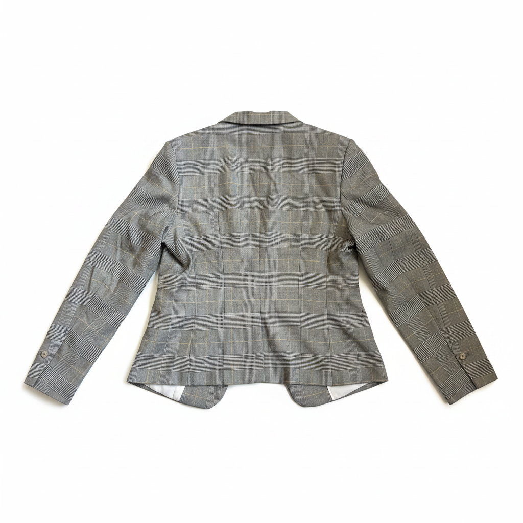 H&M Women's Grey Plaid Single-Button Tailored Blazer