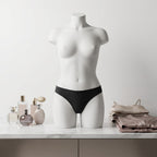 Sleek Black Cotton Blend Thong with Bow Detail