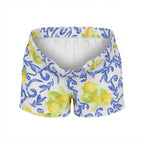 Women's Lemon Print Muslin Shorts in white and White