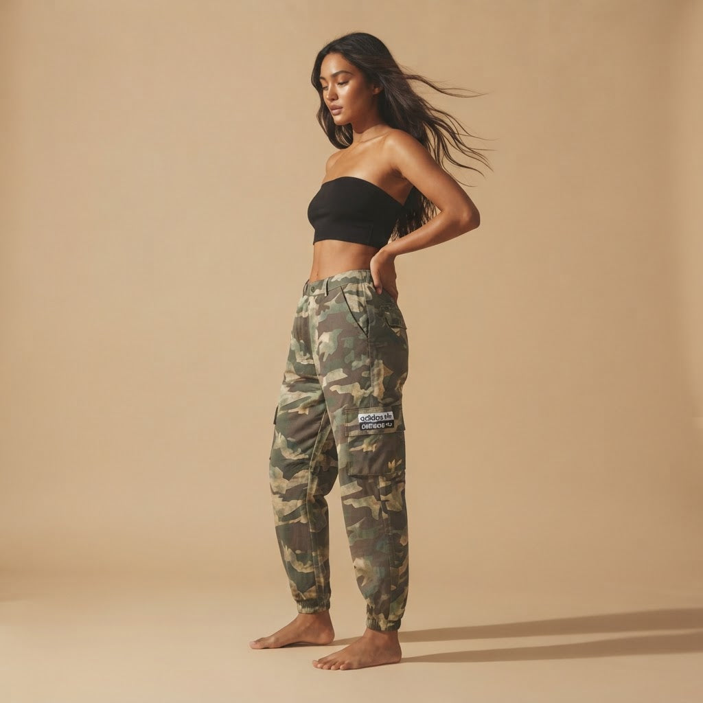 Adidas Originals Camo Ripstop Cargo Joggers with Three-Strip