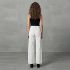 Conbipel White Wide Leg Stretch Jeans with Contrast Stitchin