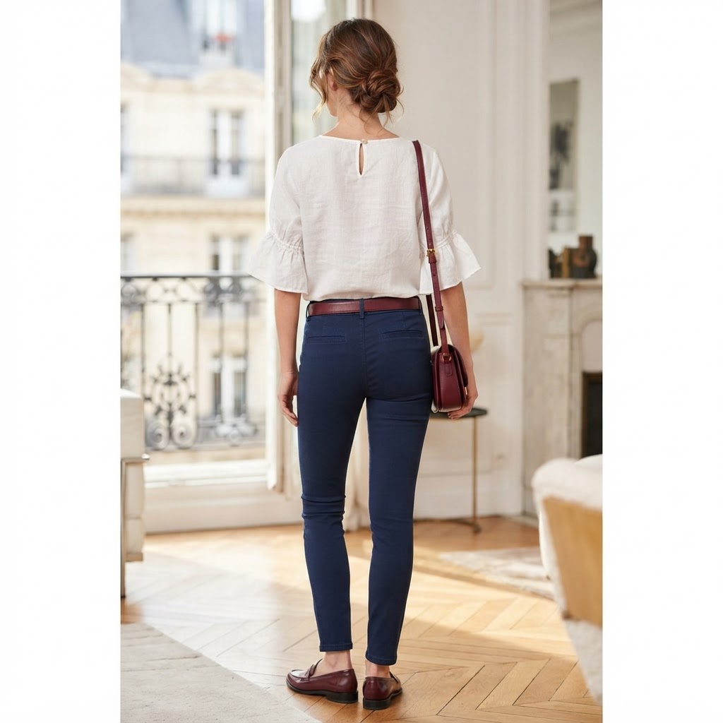 Women's White Ruched Sleeve Linen Blouse