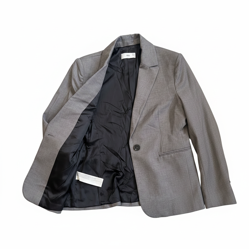 MNG Women's Grey Single-Button Tailored Blazer