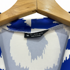 SHEIN Women's Blue and White Geometric Print Maxi Kimono
