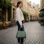 Louis Vuitton Green Monogram Embossed Leather Handbag