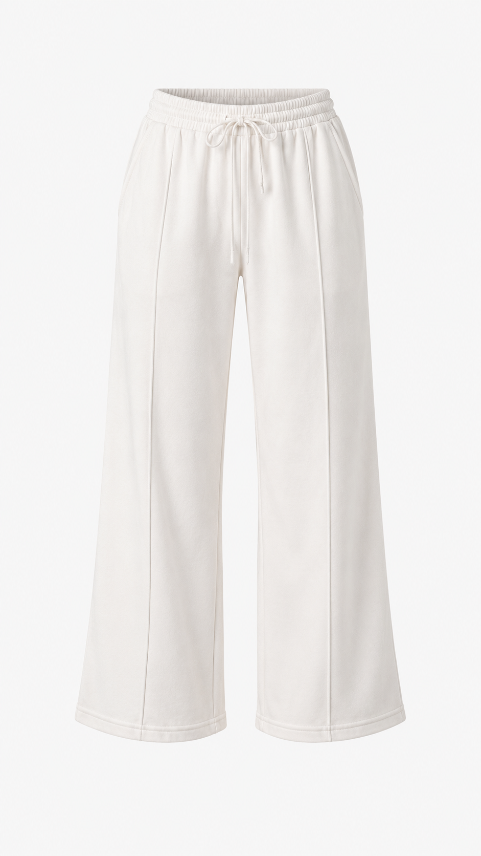 Women's White Wide-Leg Ankle Lounge Trousers S/M