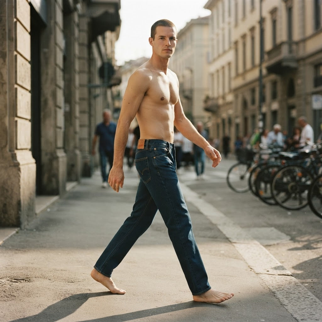 Levi's Deep Indigo Straight Leg Jeans with Signature Button