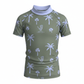 Kids Olive and Lavender Palm Print Rash Guard