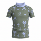 Kids Olive and Lavender Palm Print Rash Guard