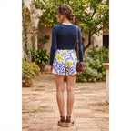 Women's Lemon Print Muslin Shorts in white and White
