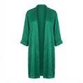 Women's Emerald Green Satin Longline Duster Kimono