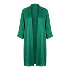 Women's Emerald Green Satin Longline Duster Kimono