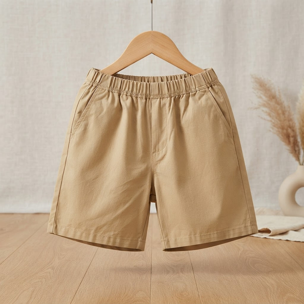 SHEIN SHEIN Khaki Kids Elasticated Waist Relaxed Shorts