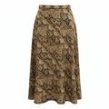 Women's Brown Ornamental Print A-Line Midi Skirt
