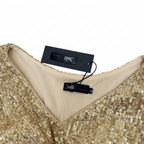Juli Collection Gold Sequin Long Sleeve V-Neck Gown