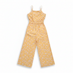 H&M Girls Yellow Daisy Floral Wide Leg Jumpsuit Size 10-12