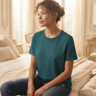 Deep Teal Relaxed Fit Boxy Crew Neck T-Shirt