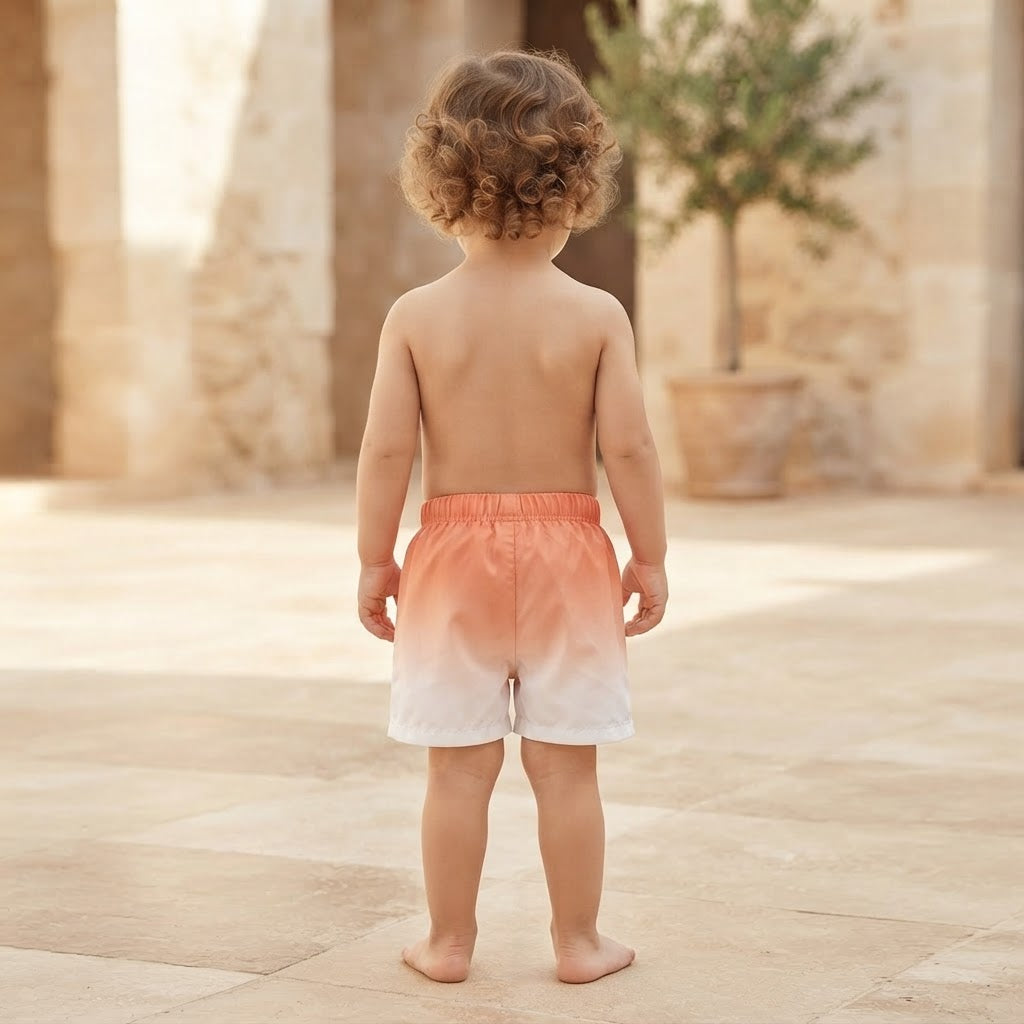 SHEIN Coral Ombré Toddler Pull-on Shorts with Elasticated Wa