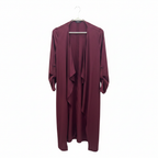 Women's Burgundy Open Front Waterfall Duster Coat