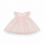 Girls' Blush Pink Tulle Ruffle Top with Floral Detail