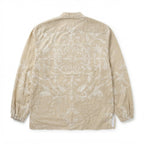 ZARA Women's Beige Long-Sleeve Linen-Blend Floral Damask Tun