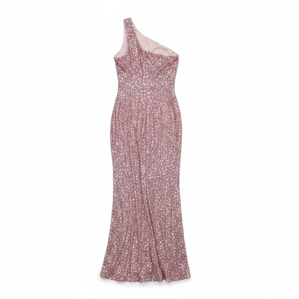 That's So Fetch Pink One Shoulder Sequined Maxi Dress