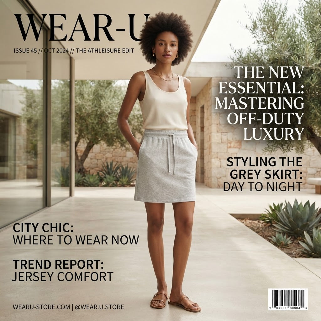 Light Grey Heather Drawstring Jersey Mini Skirt
