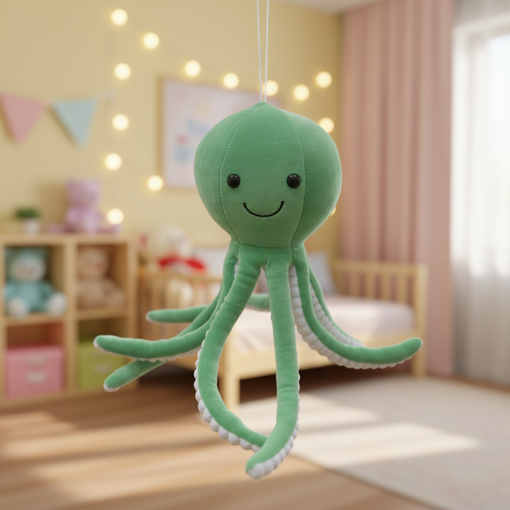 Green Plush Octopus Stuffed Toy for Kids