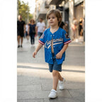 SHEIN Royal Blue California Script Kids Baseball Jersey