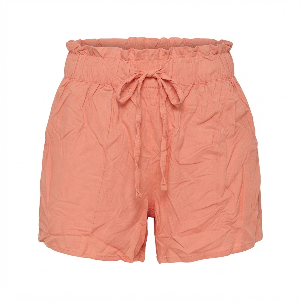 Women's Peach Ruffled Drawstring Summer Shorts