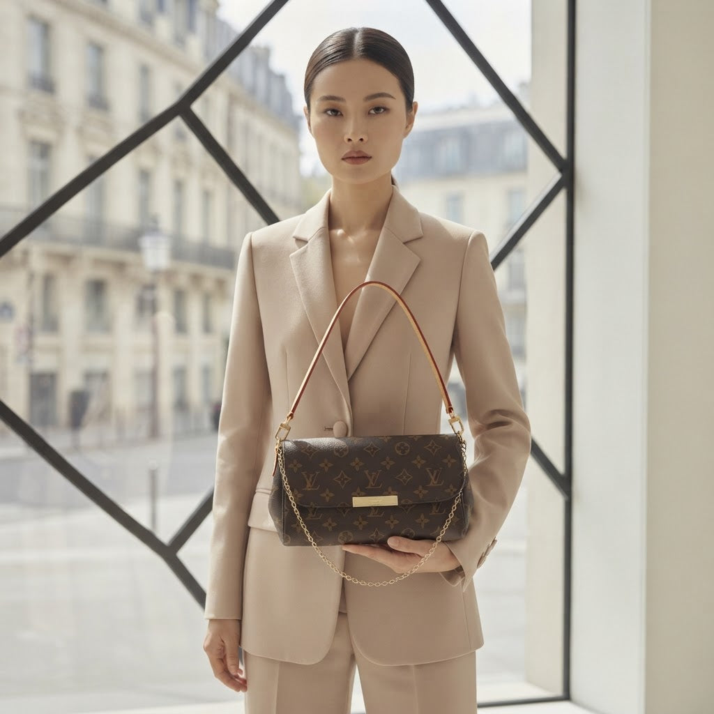 LOUIS VUITTON PARIS Brown Monogram Coated Canvas Crossbody B