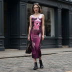 SHEIN SXY Plum Abstract Painterly Print Sleeveless Midi Colu