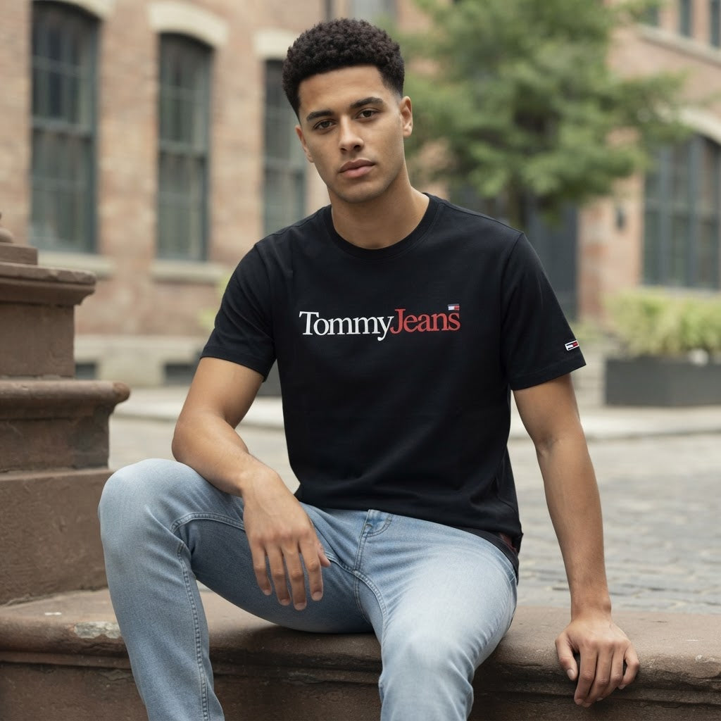 Tommy Jeans Black Tommy Jeans Logo Crew-Neck T-Shirt XXL