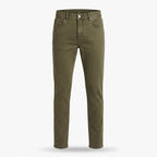 [WearU Generated:merch_ghost] Olive Green Cotton Denim Tapered Jeans – ghost front view