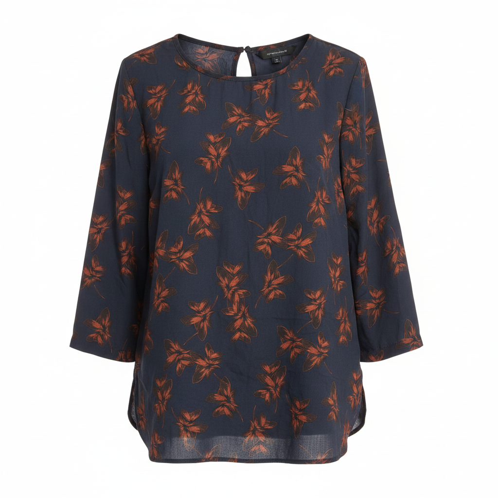 Atmosphere Women's Navy & Orange Floral 3/4 Sleeve Blouse