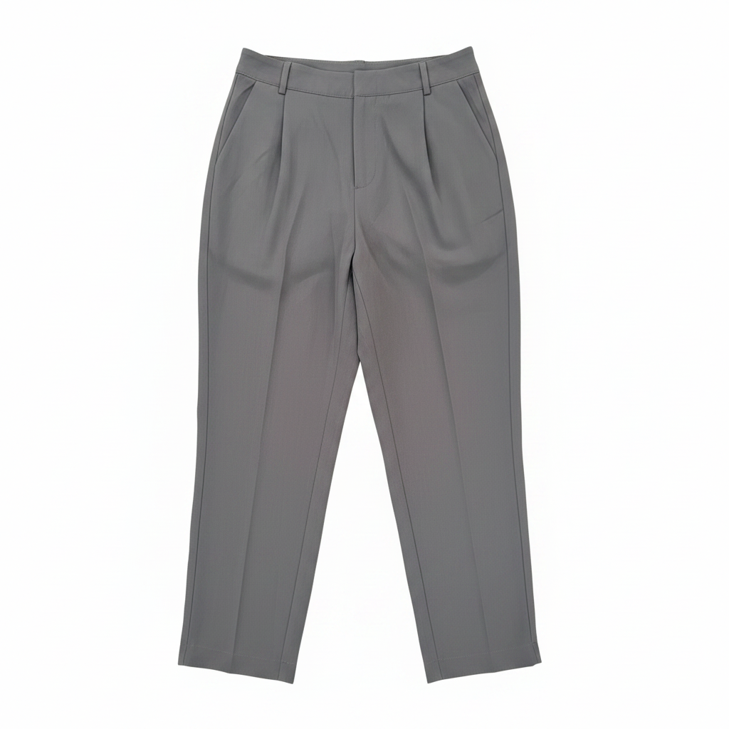 SHEIN Women's Grey High-Waisted Pleated Tapered Trousers
