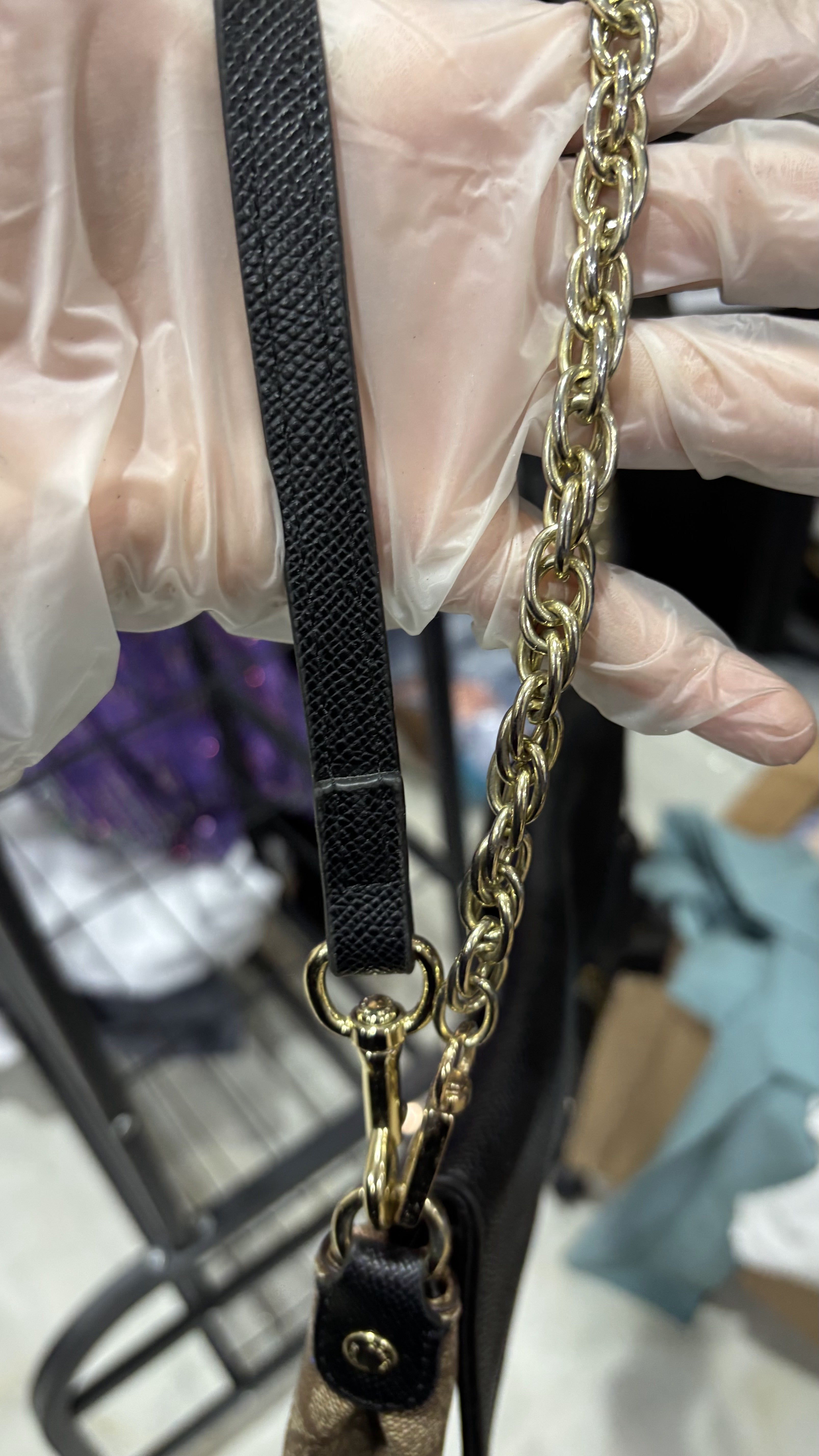 COACH NEW YORK Black Leather and Monogram Crossbody Bag