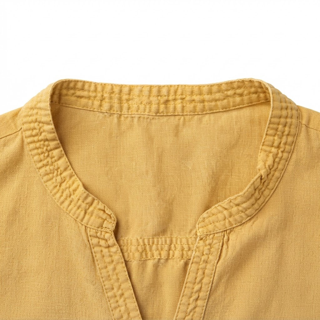 Women's Yellow Roll-Tab Sleeve Button-Down Blouse