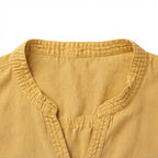 Women's Yellow Roll-Tab Sleeve Button-Down Blouse