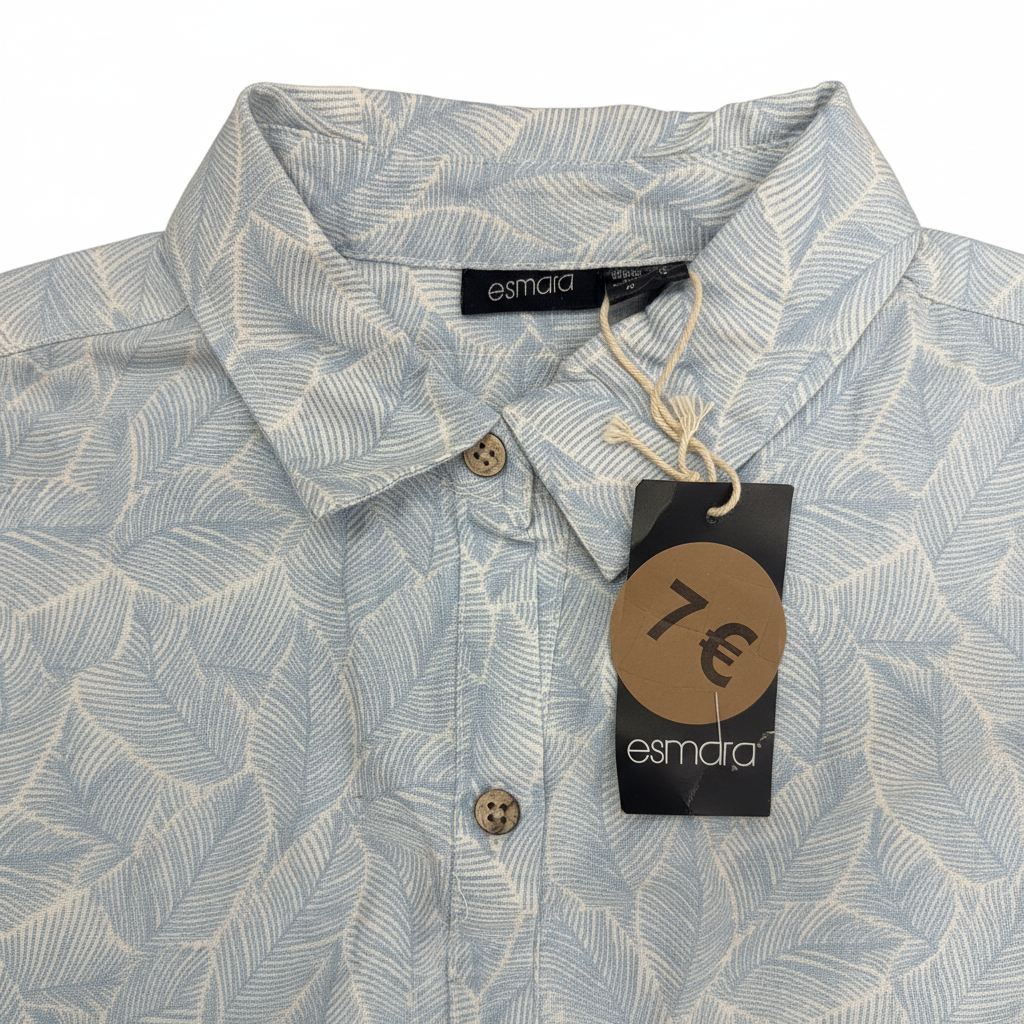 Esmara Women's Blue Leaf Print Button-Down Shirt Dress