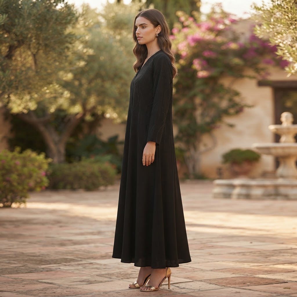 represent Black Embellished Occasion Abaya with Embroidered