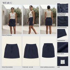 Navy Blue Jersey Mini Skirt with Drawstring Waist