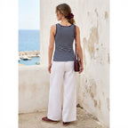 esmara Women's Navy and navy blue Striped Cotton Tank Top