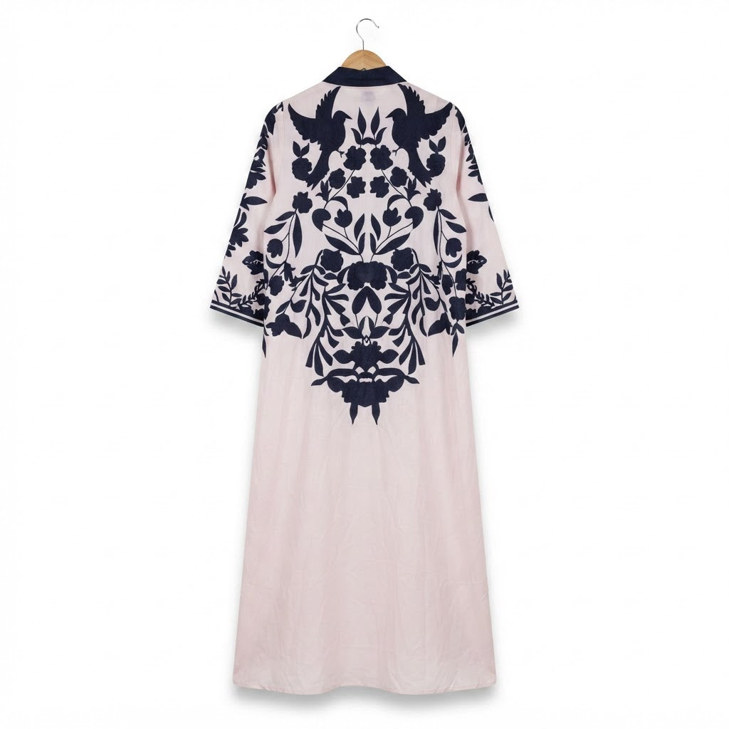 SHEIN Women's Pale Pink Long Floral Kimono Abaya Jacket